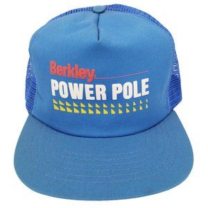 Vintage Berkley Power‎ Pole Blue Mesh Trucker Hat Made in USA Adjustable